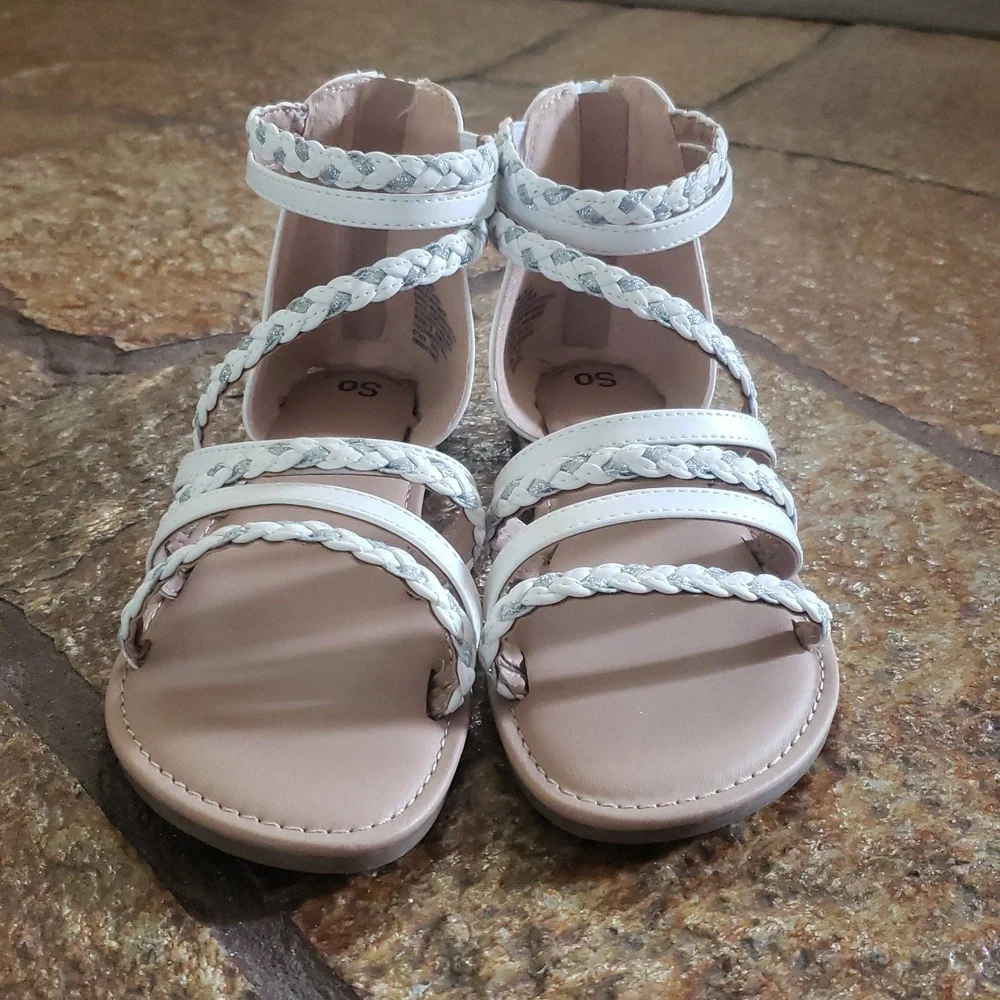 Braided White Sandals for Girls Size 4Med - Picture 5 of 11